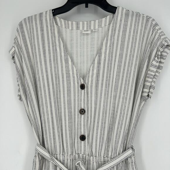 Gap Kimono Jumpsuit White Black Dots Wide Leg Short Sleeve Belted Size S - Picture 2 of 10